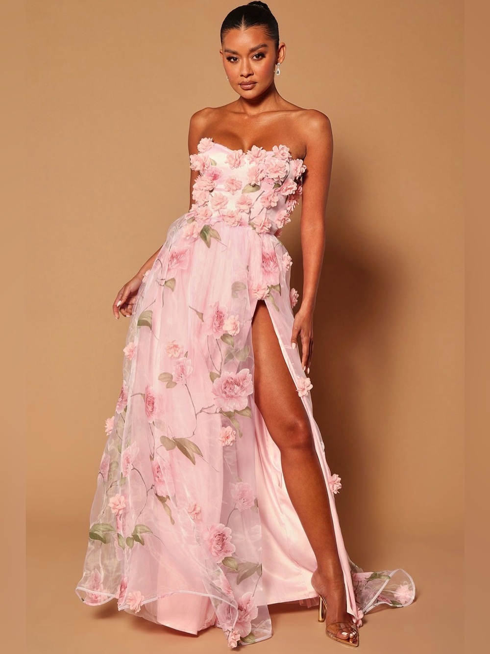 Mirabella Maxi Dress 
Pink and Green Flowers